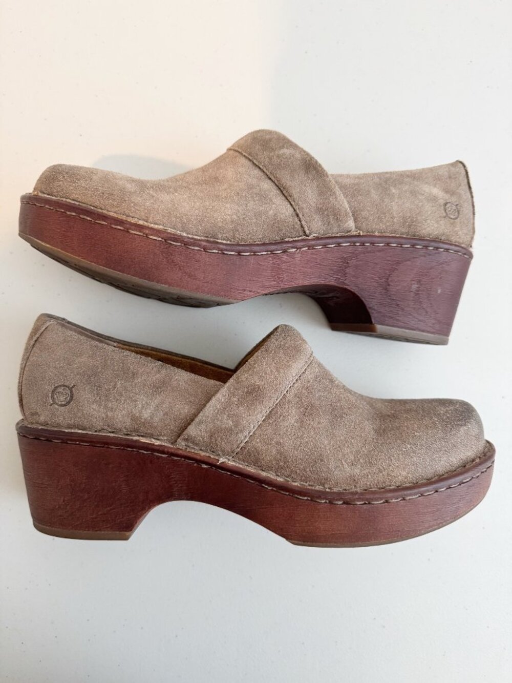 Born Toby Duo Suede Clogs Size 9 Burnished Distressed Wedge Goblincore Boho Chic - Picture 10 of 11
